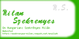 milan szekrenyes business card